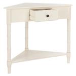 Distressed Cream Wood Selena Corner Accent Table