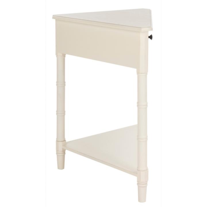 Distressed Cream Wood Selena Corner Accent Table
