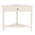 Distressed Cream Wood Selena Corner Accent Table