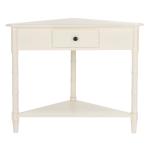 Distressed Cream Wood Selena Corner Accent Table