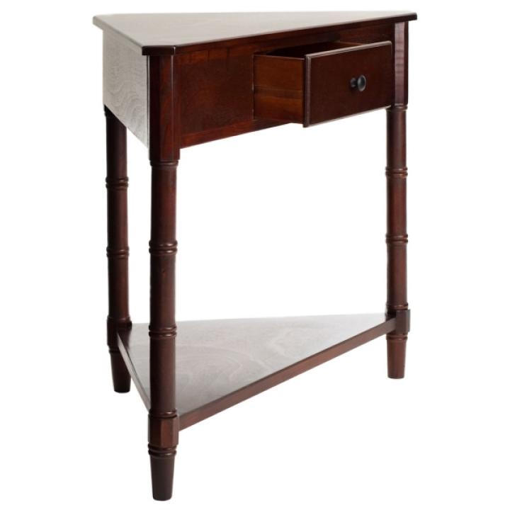 Dark Cherry Wood Selena Corner Accent Table