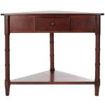 Dark Cherry Wood Selena Corner Accent Table