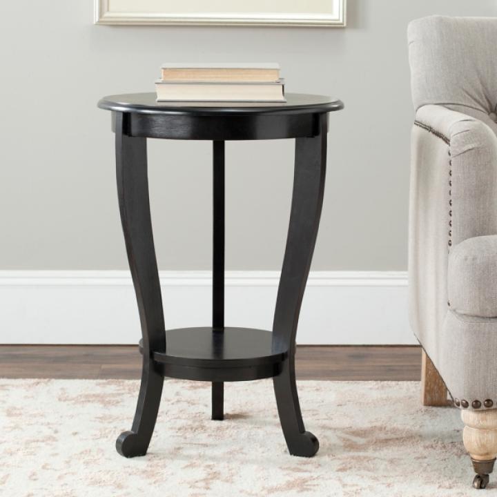 Round Black Pedestal Accent Table