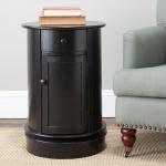 Black Wood Belinda Swivel Accent Table
