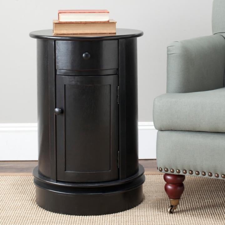 Black Wood Belinda Swivel Accent Table