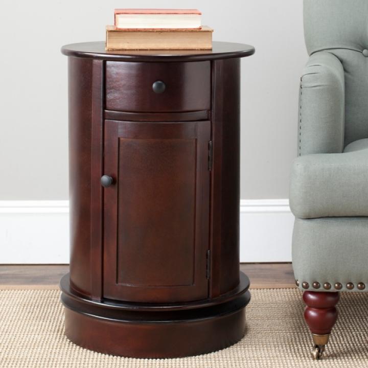 Brown Wood Belinda Swivel Accent Table