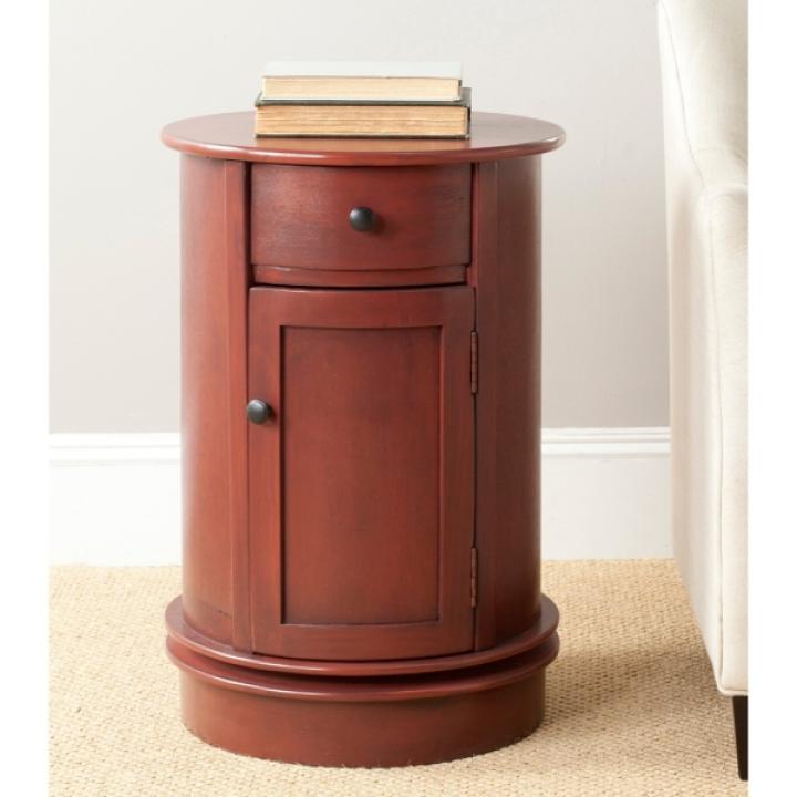 Burgundy Wood Belinda Swivel Accent Table