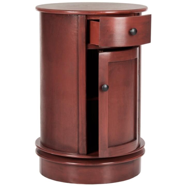 Burgundy Wood Belinda Swivel Accent Table