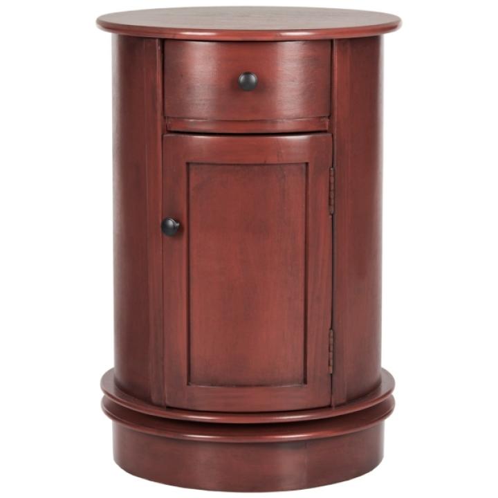 Burgundy Wood Belinda Swivel Accent Table