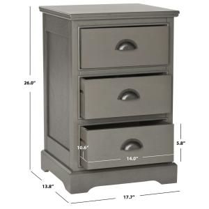 Gray Wood 3-Drawer Britte Side Table