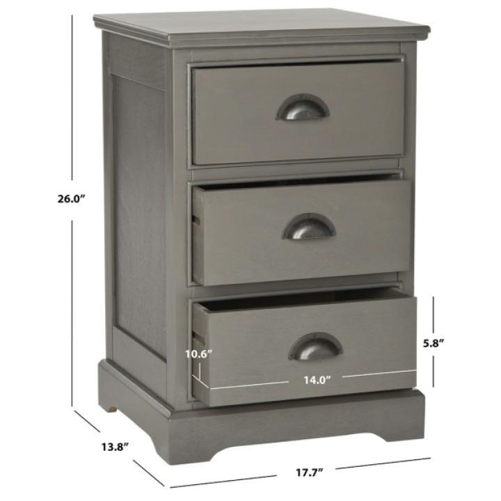 Gray Wood 3-Drawer Britte Side Table