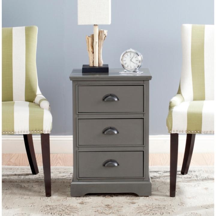 Gray Wood 3-Drawer Britte Side Table