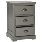 Gray Wood 3-Drawer Britte Side Table