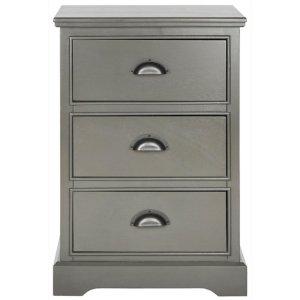 Gray Wood 3-Drawer Britte Side Table
