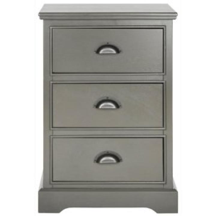 Gray Wood 3-Drawer Britte Side Table