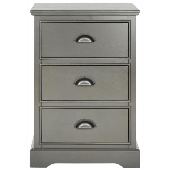 Gray Wood 3-Drawer Britte Side Table