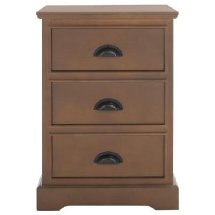 Sepia Wood 3-Drawer Britte Side Table