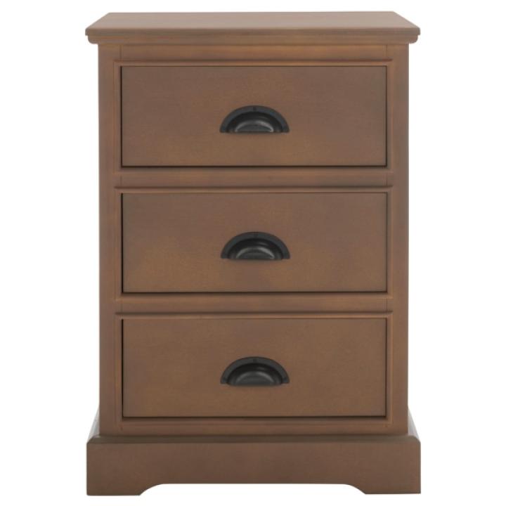 Sepia Wood 3-Drawer Britte Side Table