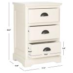 White Wood 3-Drawer Britte Side Table