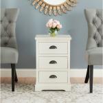 White Wood 3-Drawer Britte Side Table