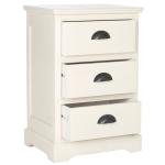 White Wood 3-Drawer Britte Side Table
