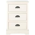 White Wood 3-Drawer Britte Side Table