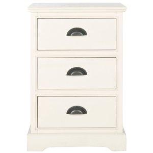 White Wood 3-Drawer Britte Side Table