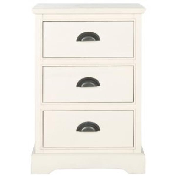 White Wood 3-Drawer Britte Side Table