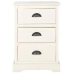 White Wood 3-Drawer Britte Side Table