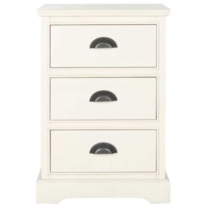 White Wood 3-Drawer Britte Side Table