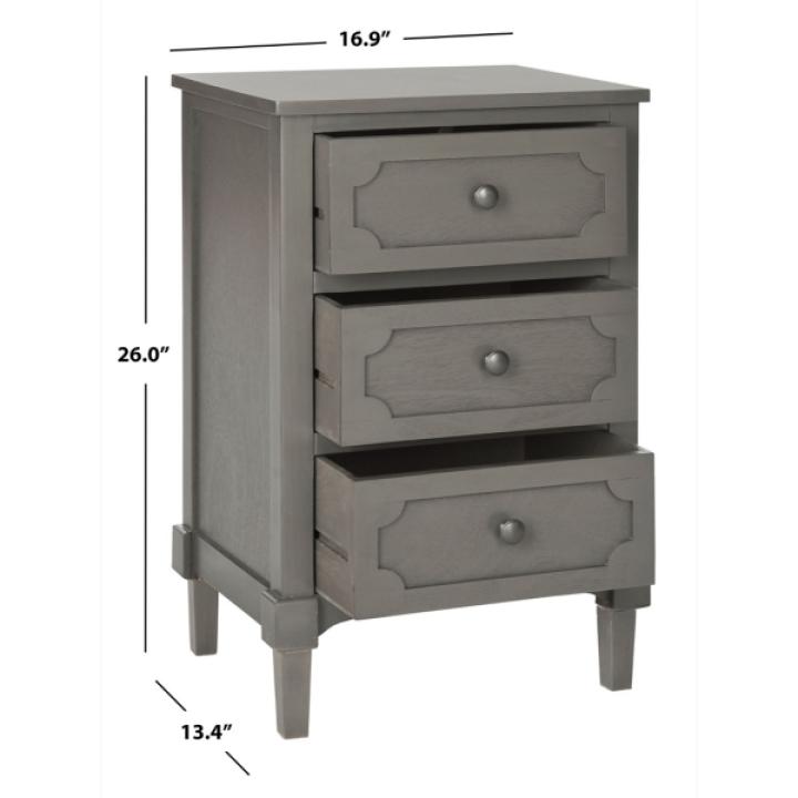 Gray Wood 3-Drawer Rosa End Table