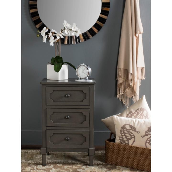 Gray Wood 3-Drawer Rosa End Table