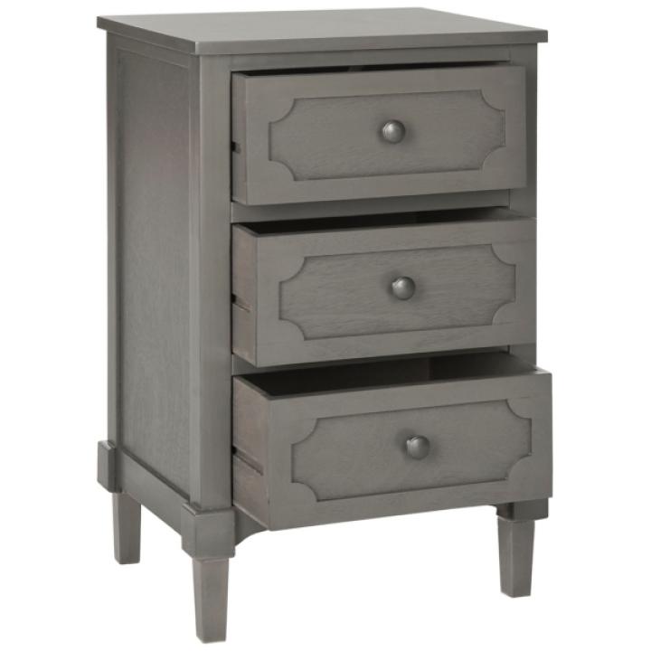 Gray Wood 3-Drawer Rosa End Table