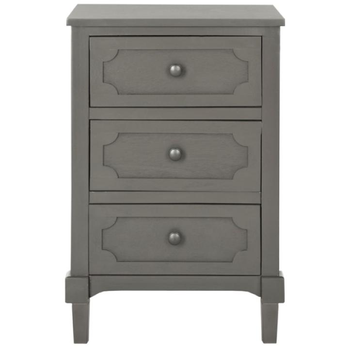 Gray Wood 3-Drawer Rosa End Table