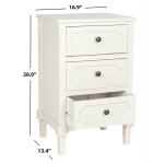 White Wood 3-Drawer Rosa End Table
