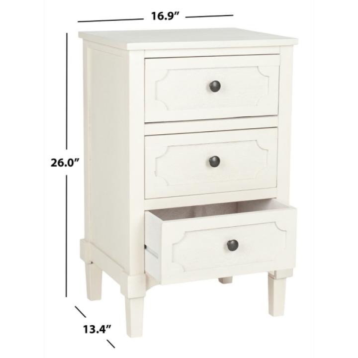 White Wood 3-Drawer Rosa End Table