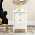 White Wood 3-Drawer Rosa End Table