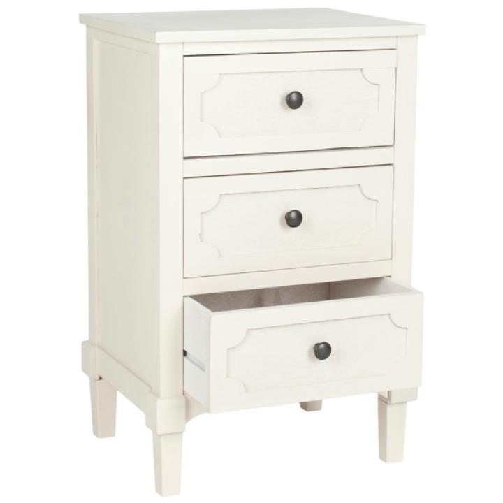 White Wood 3-Drawer Rosa End Table