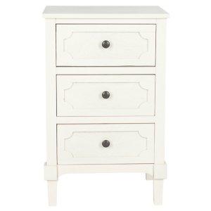 White Wood 3-Drawer Rosa End Table