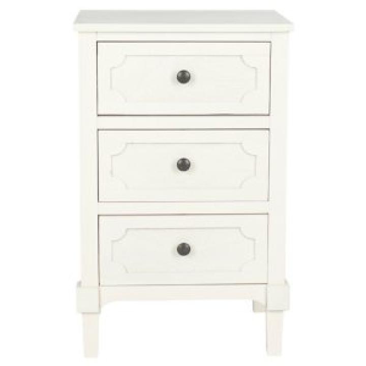 White Wood 3-Drawer Rosa End Table