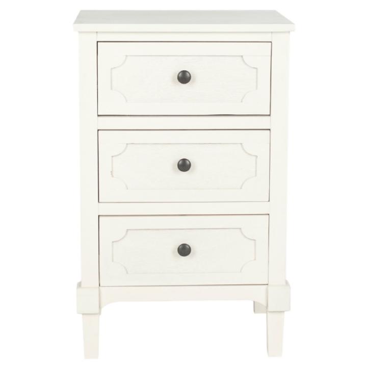 White Wood 3-Drawer Rosa End Table