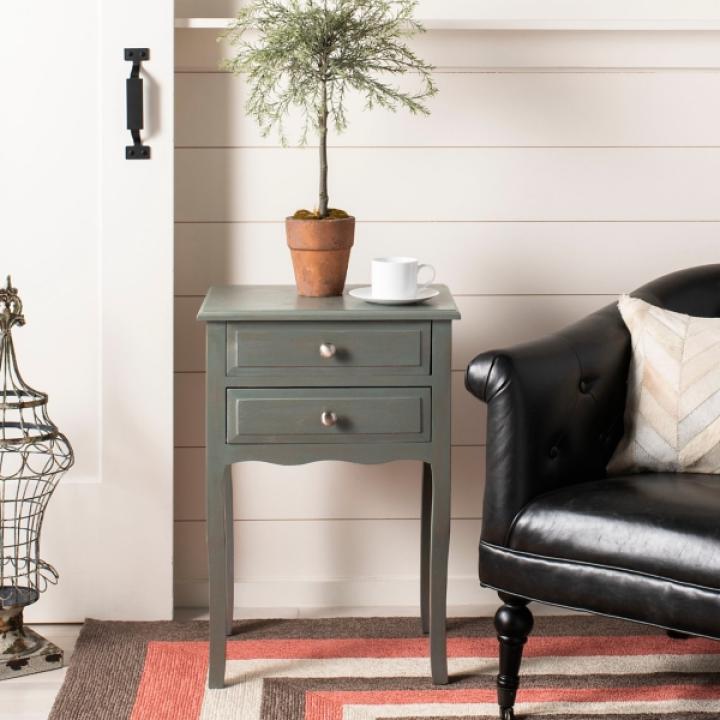 Gray 2-Drawer Mika Traditional Accent Table