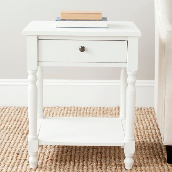 White Wood Spindle Razie Accent Table
