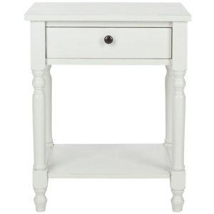 White Wood Spindle Razie Accent Table