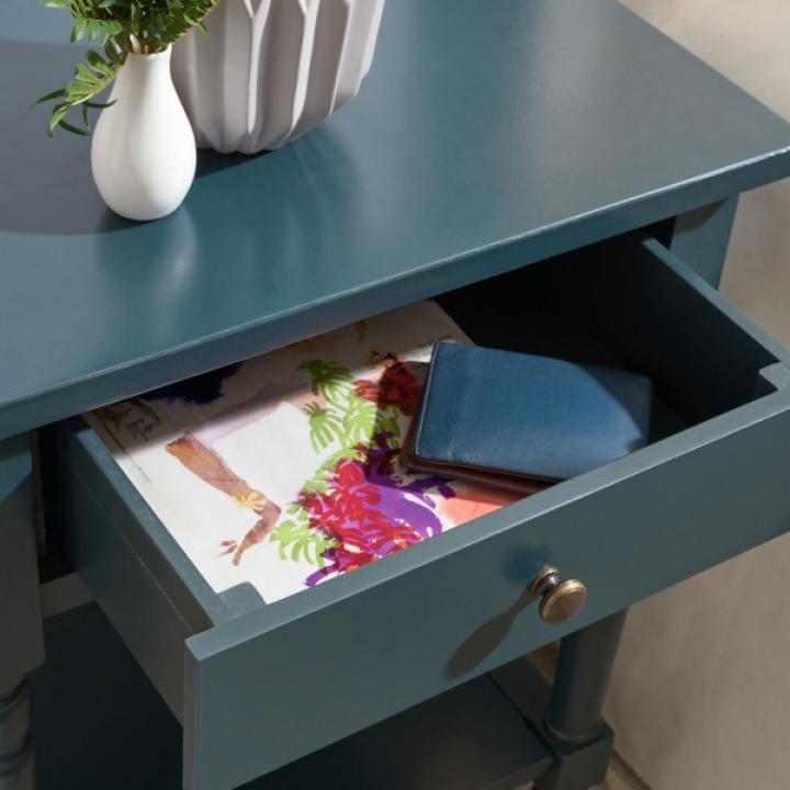 Navy Wood Spindle Razie Accent Table