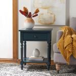 Navy Wood Spindle Razie Accent Table