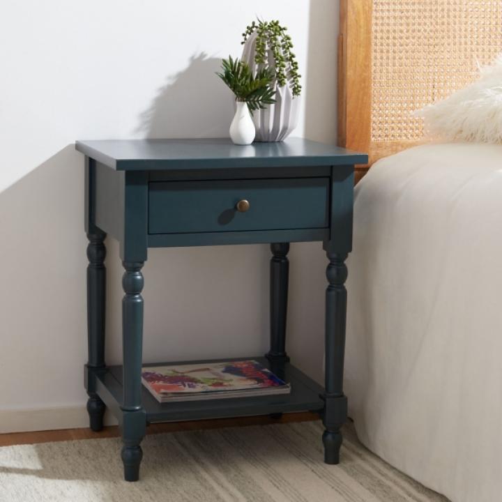 Navy Wood Spindle Razie Accent Table