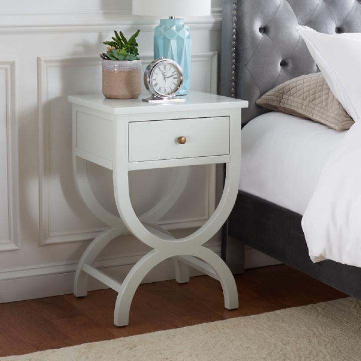 White Contemporary Maxine Accent Table