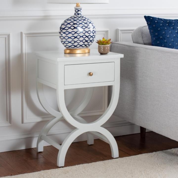 White Contemporary Maxine Accent Table
