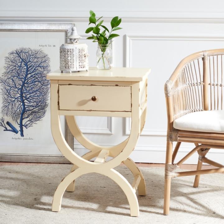 Weathered Vanilla Contemporary Maxine Accent Table